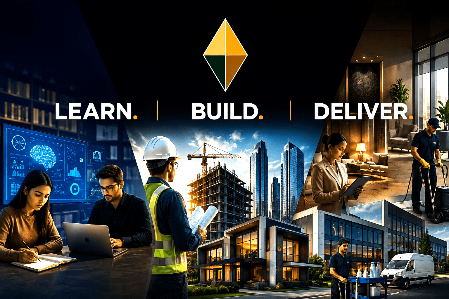 Education, construction, architecture, interior design and engineering services